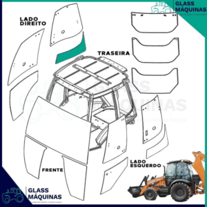 VIDRO LATERAL TRASEIRO INFERIOR DIREITO CASE 580N